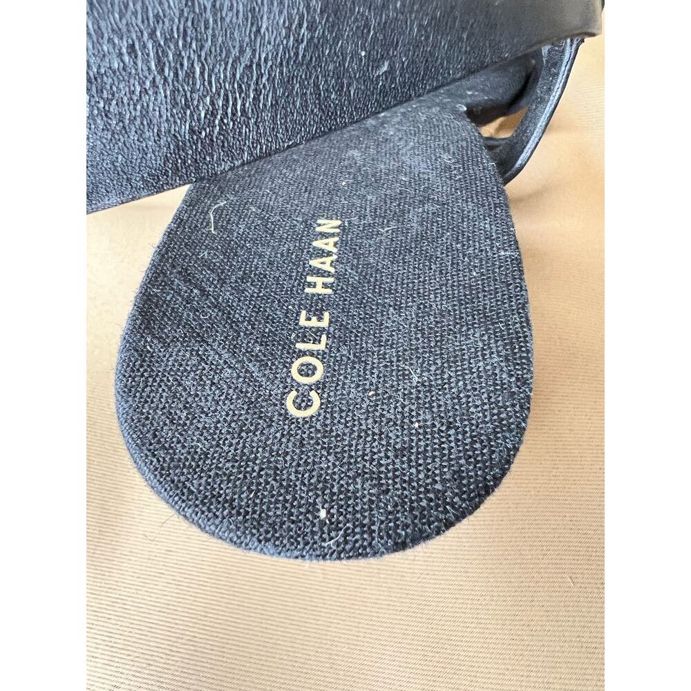 Cole Haan Black Leather Crystal Wedge Espadrille Sandals 10 B New - Picture 9 of 11